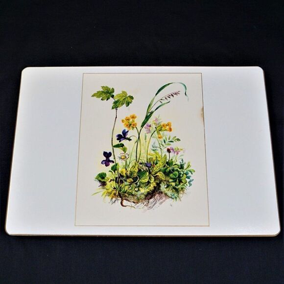 Placemats Wild Flower Pattern Cork Backed  Set of 4 Made In England - Picture 2 of 8